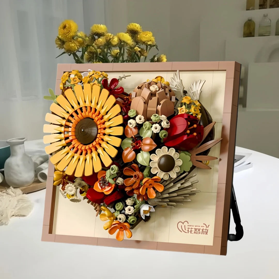 Cadre photo fleur 3D multicolore décoration murale
