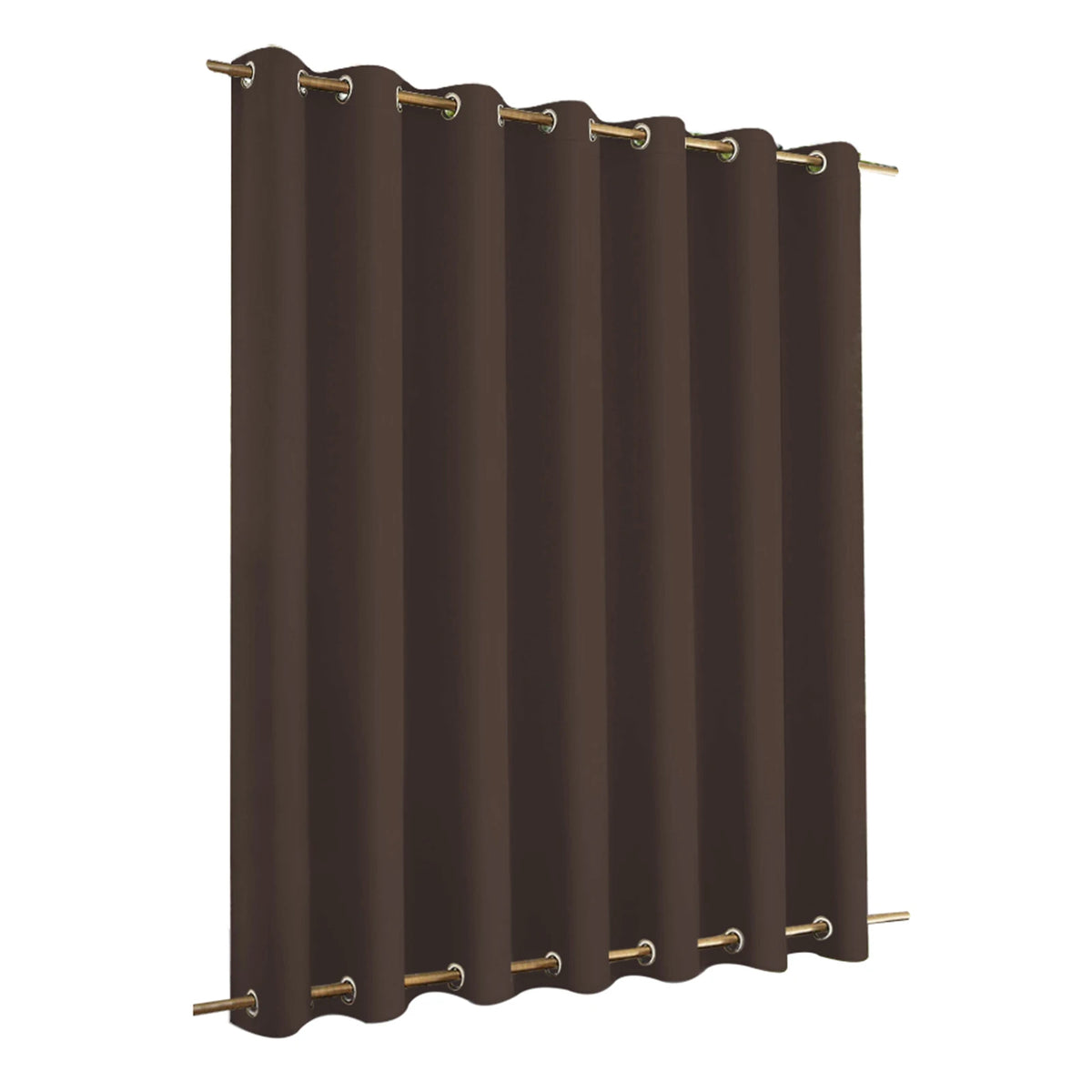 Rideau marron avec œillets dorés, idéal pour une décoration intérieure élégante et moderne. Parfait pour les salons, chambres ou bureaux, il offre une solution pratique pour gérer la luminosité tout en apportant une touche esthétique raffinée à votre espace.