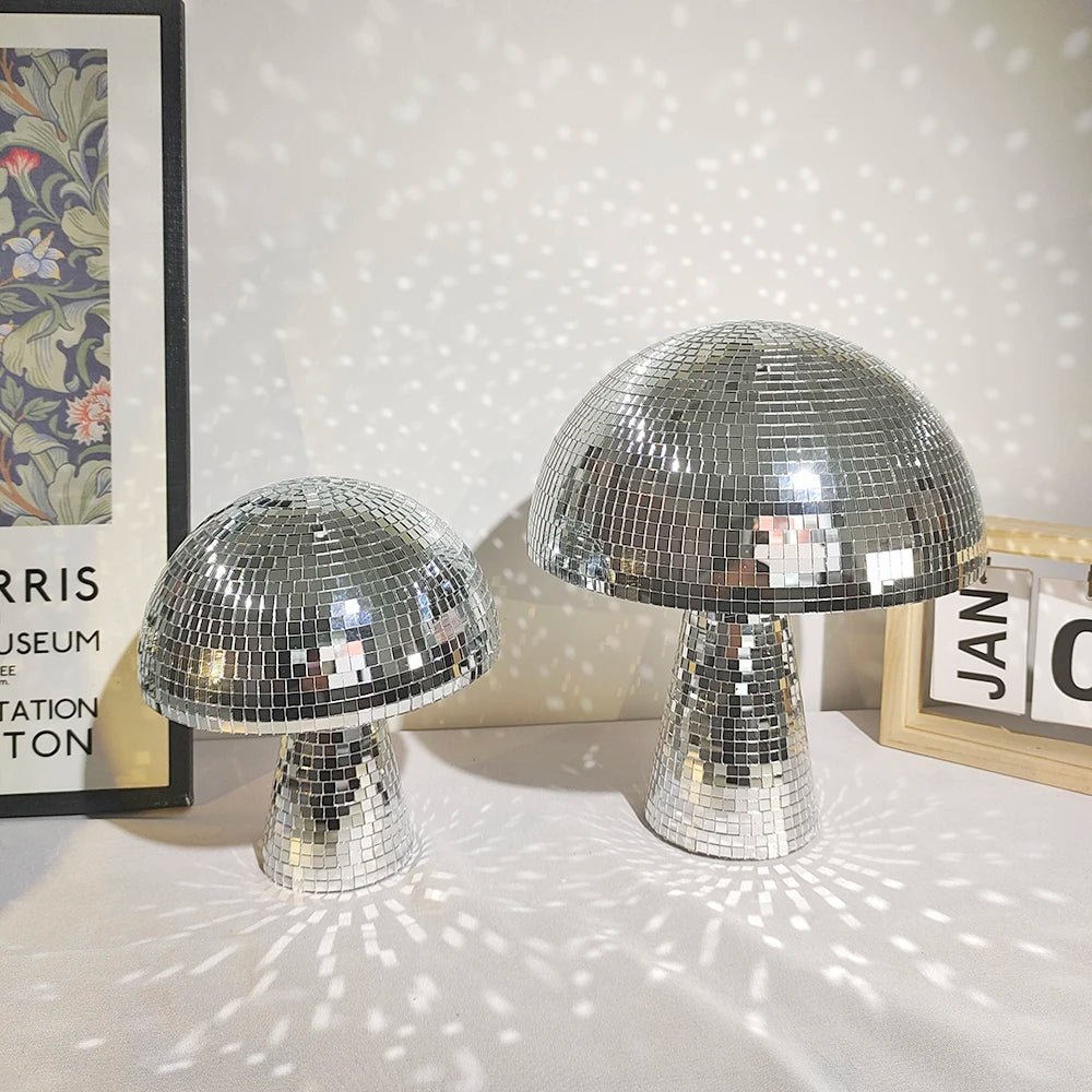 Lampe champignon disco kaki foncé reflets