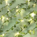 Guirlande lumineuse LED feuilles vertes lierre décoration murale