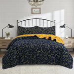 Ensemble de couette coton ciel étoilé taille Queen vue d'ensemble sur lit