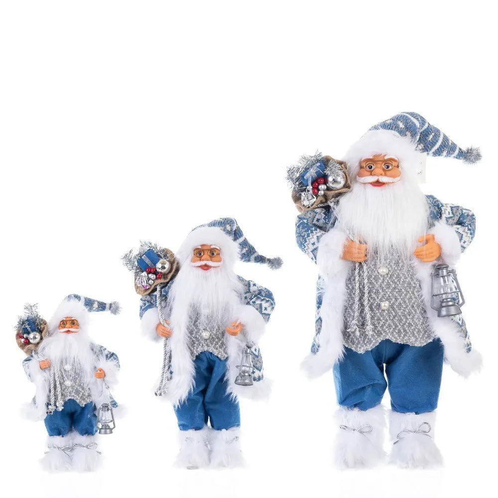 Poupée Père Noël bleu avec décoration de Noël