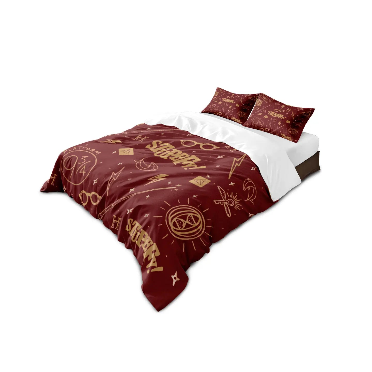 Housse de couette rouge avec taies d'oreiller assorties