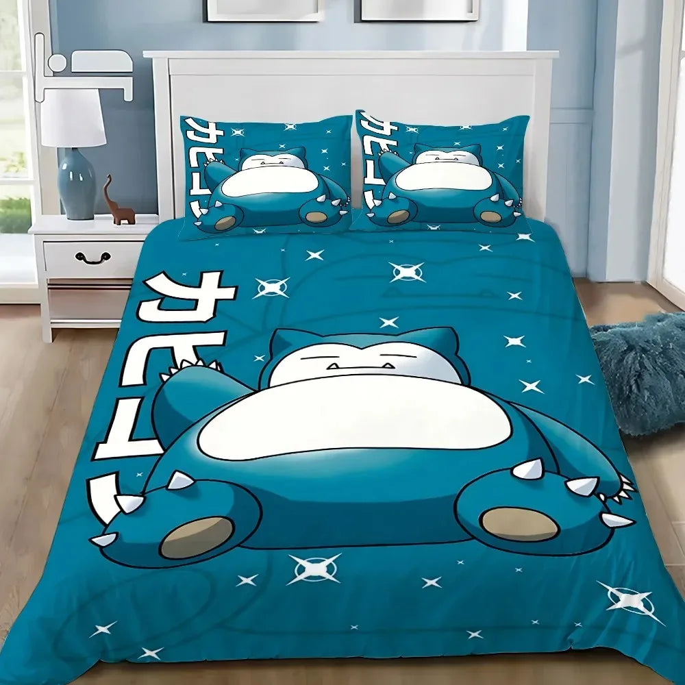 Detail de l'impression numerique 3D Snorlax sur housse de couette