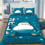 Detail de l'impression numerique 3D Snorlax sur housse de couette