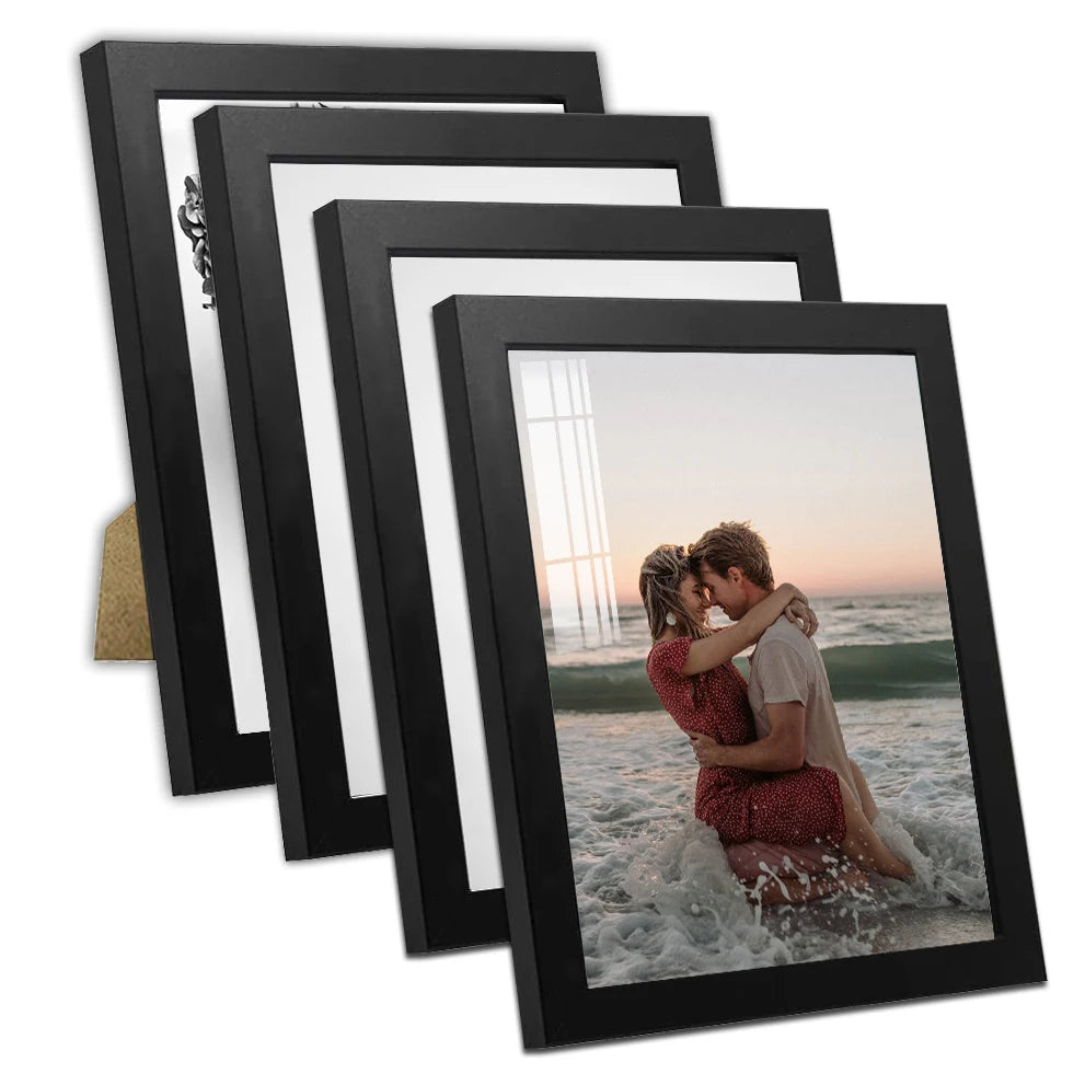 Cadre photo mural en bois noir minimaliste 4x6 pouces vue de face