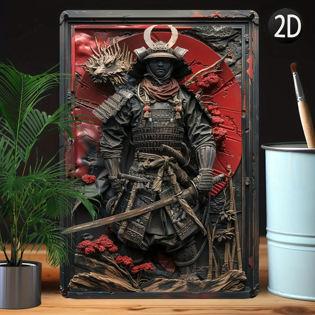 Panneau mural samouraï japonais en aluminium design moderne