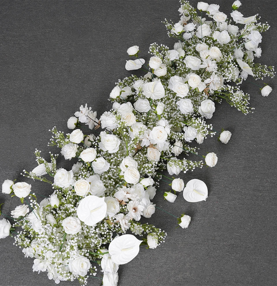 Fleurs artificielles blanches pour décoration murale