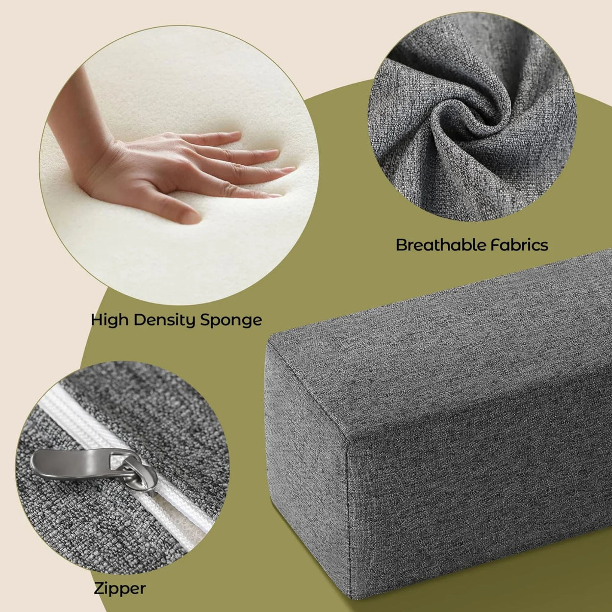 Détail du tissu en lin naturel respirant du remplisseur de matelas