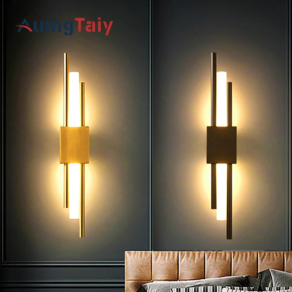 Applique murale LED acrylique moderne avec tuyau cuivre en couleur argent