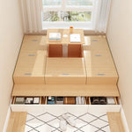 Espace de rangement sous le lit tatami en bois