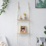 Présentoir mural macramé bois naturel
