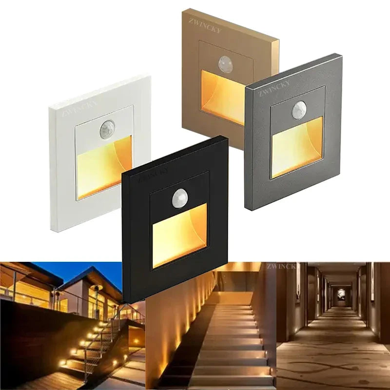 Lampe LED encastrée avec détecteur de mouvement, couleur noire