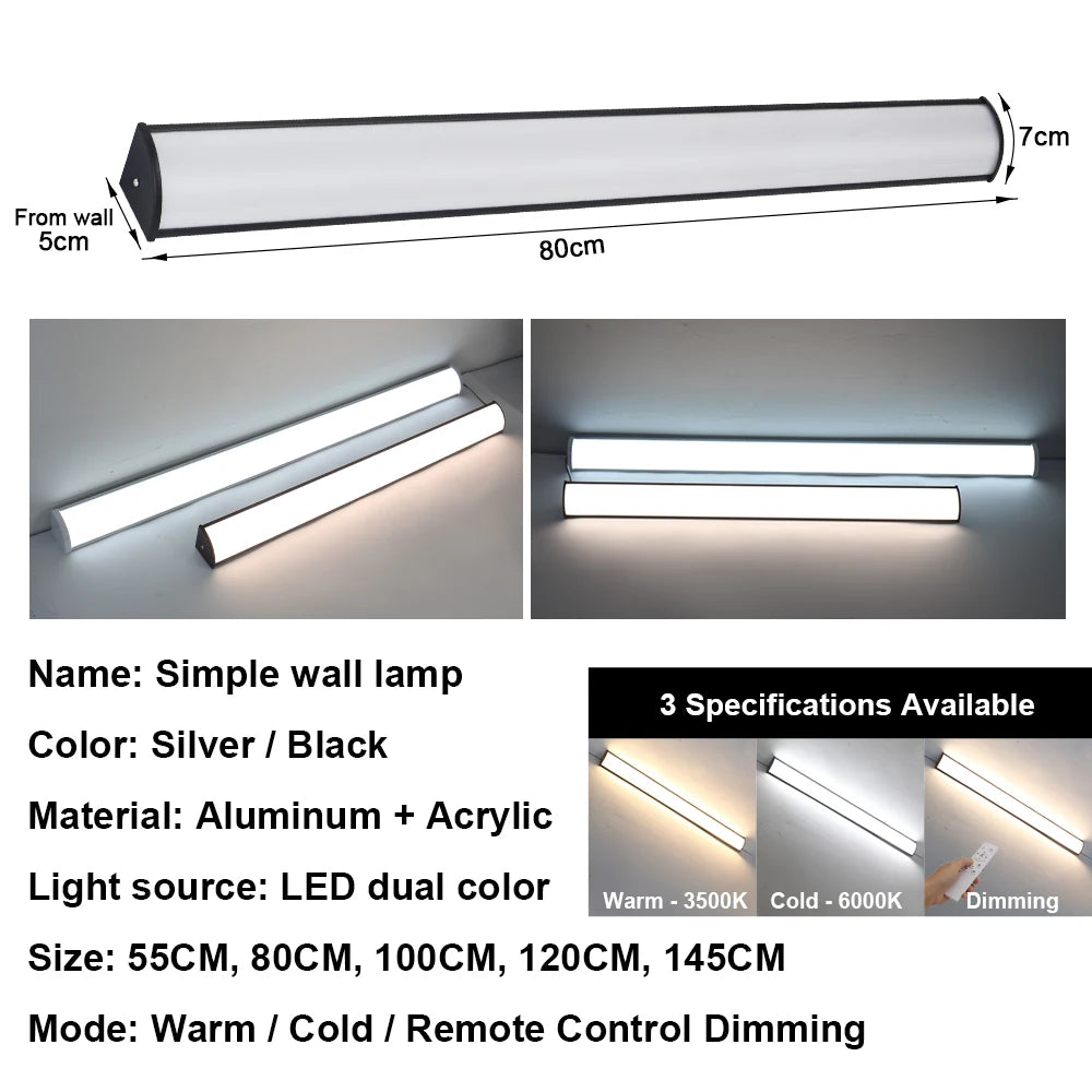 Applique murale longue LED blanche IP65 design moderne