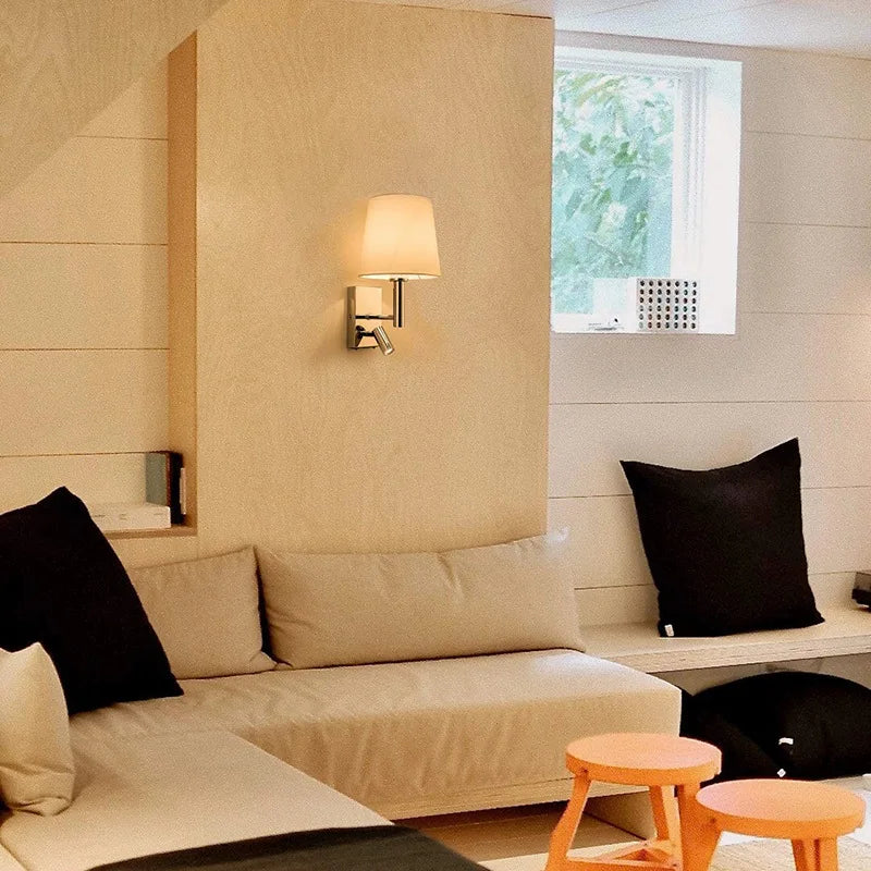 Luminaire mural chromé blanc pour chambre