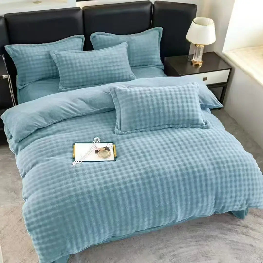 Détail du tissu polaire de la housse de couette hivernale