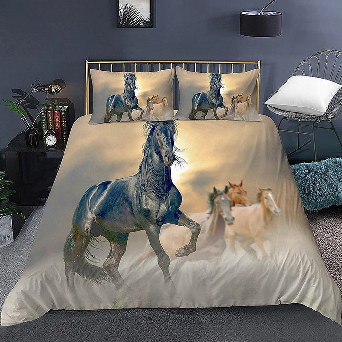 Housse de couette cheval galopant 3D design animal
