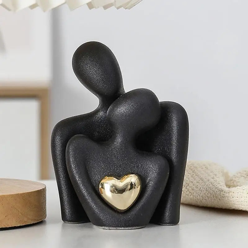 Figurine couple céramique abstraite blanche