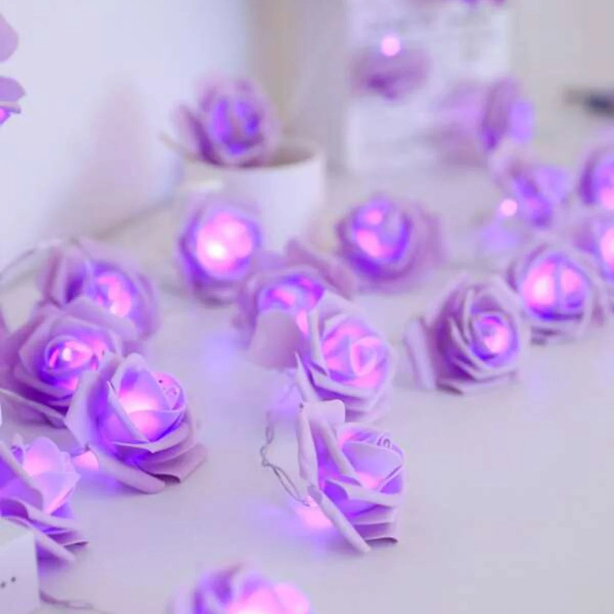 Guirlande LED rose en extérieur