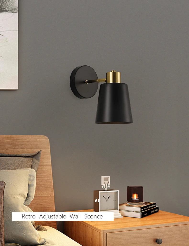 Lampe chevet design noir et laiton