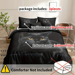 Détail du motif chat noir sur la housse de couette
