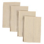 Une série de serviettes de table en tissu beige aux motifs discrets et sophistiqués.