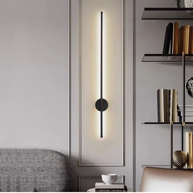 Applique murale LED noire minimaliste pour décoration de salon