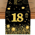 Chemin de table anniversaire noir et or avec bougies