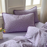 Parure de lit complète avec drap plat violet fleuri