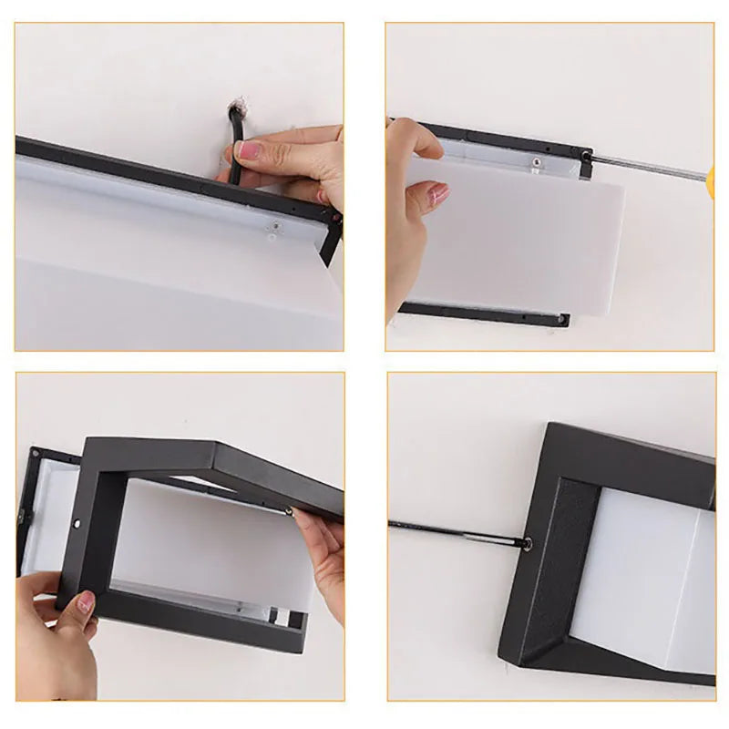 Applique murale LED installée sur mur en pierre