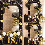 Cadre photo booth anniversaire adulte noir et or sur table de fête