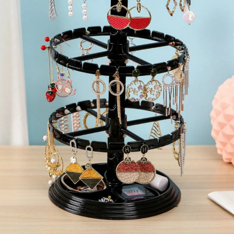 Présentoir bijoux rotatif vu de profil montrant sa hauteur