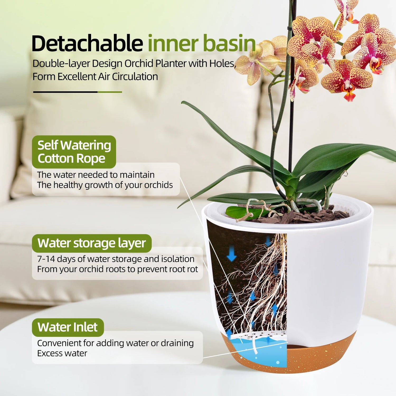 Système double couche pots orchidées avec aération 360°