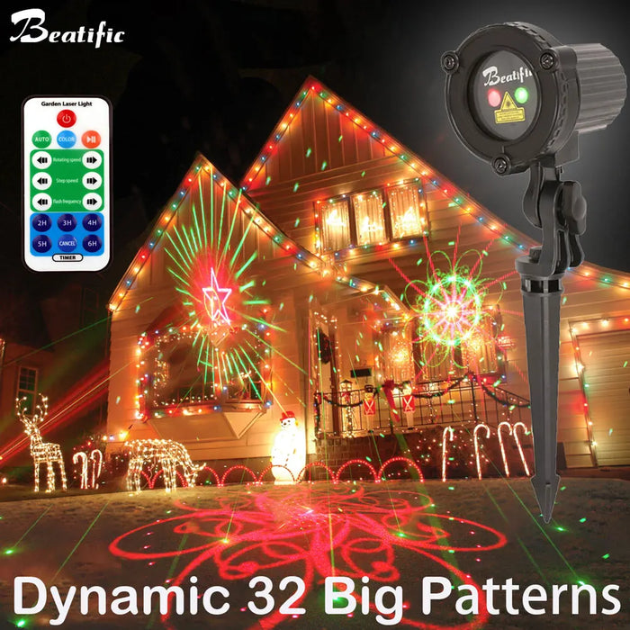 Projecteur laser LED rouge et vert pour décorations de Noël extérieur