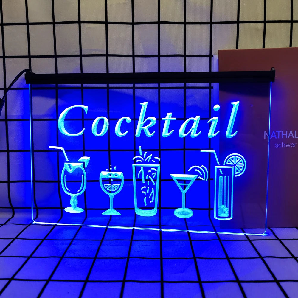 Enseigne lumineuse néon cocktail rétro décoration murale