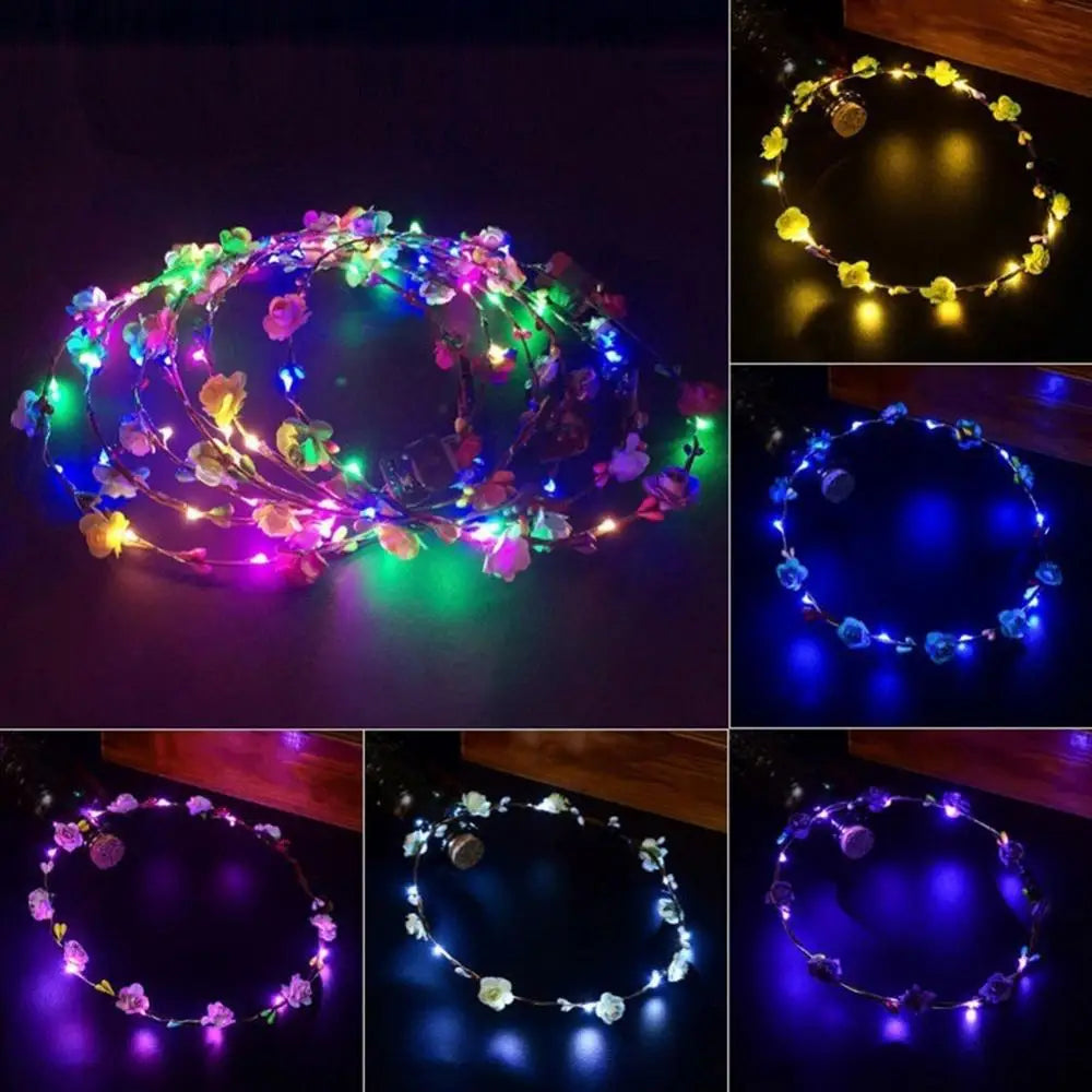 Bandeau LED vert fleurs pour festival