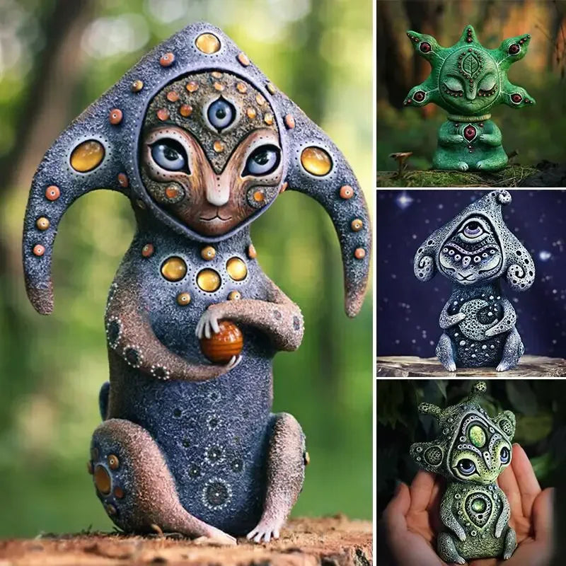 Figurine en résine peinte à la main couleur kaki foncé sur bureau
