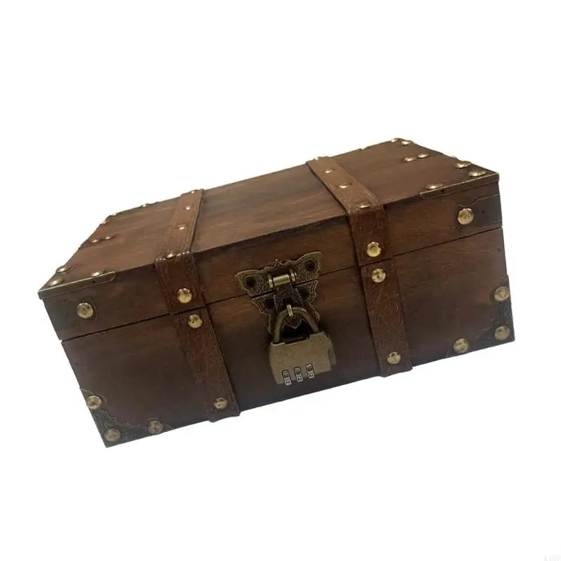 Boîte de rangement en bois vintage verte avec serrure pour décoration intérieure