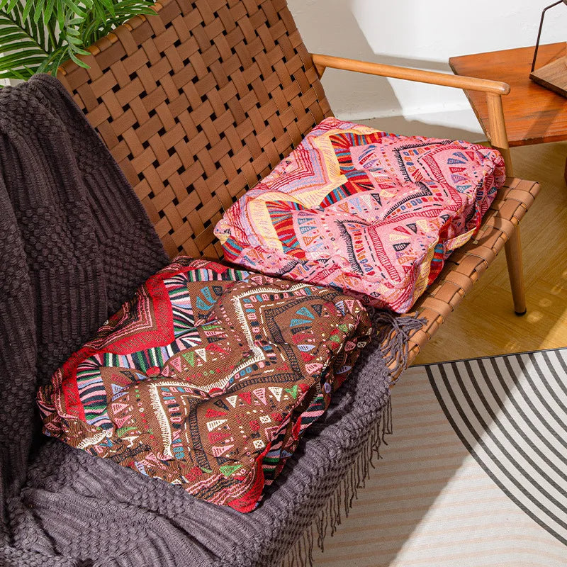Coussin de sol carré Boho bourgogne 40x40 cm