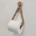 Support papier toilette ventouse bois et corde