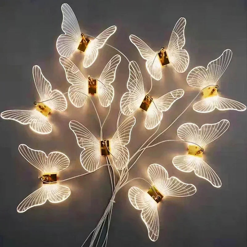 Guirlande lumineuse LED papillon acrylique noir