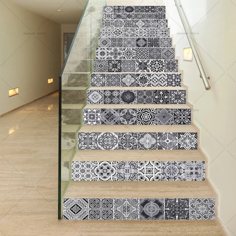 Comparaison des tailles moyen et très grand pour autocollants d'escalier