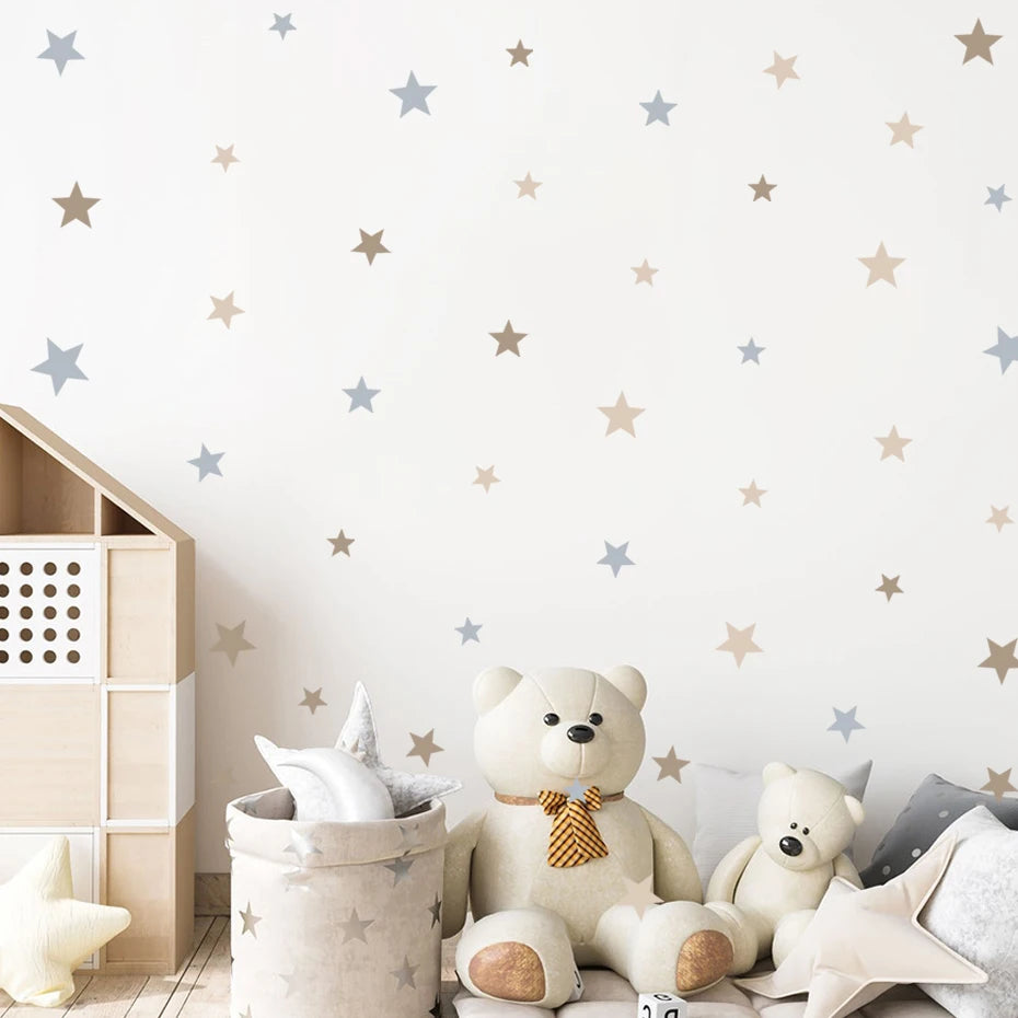 Autocollants muraux beige étoiles dessin animé pour chambre d'enfant
