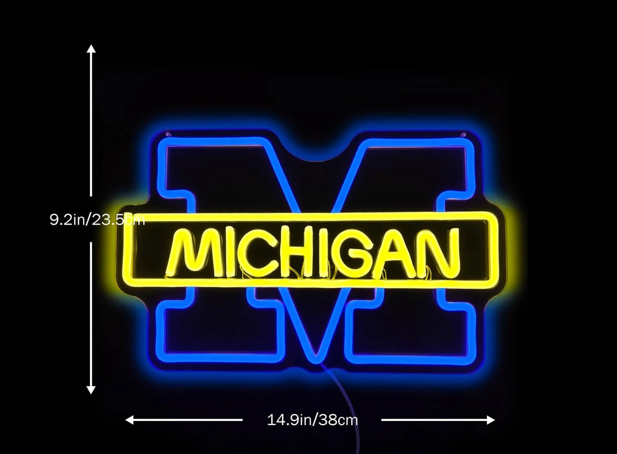 Enseigne Michigan éteinte montrant le design et la flexibilité du néon LED