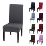 Housse de chaise extensible Spandex blanche sur chaise de salle à manger