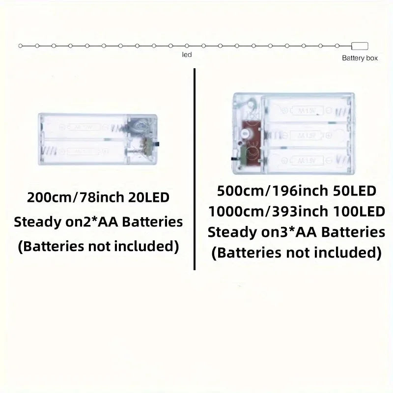 Guirlande lumineuse LED feuilles vertes allumée