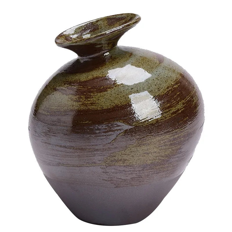 Vase noir style vintage avec plantes vertes dans intérieur moderne