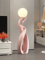 Statue déco intérieur abstraite lumineuse en résine jaune clair