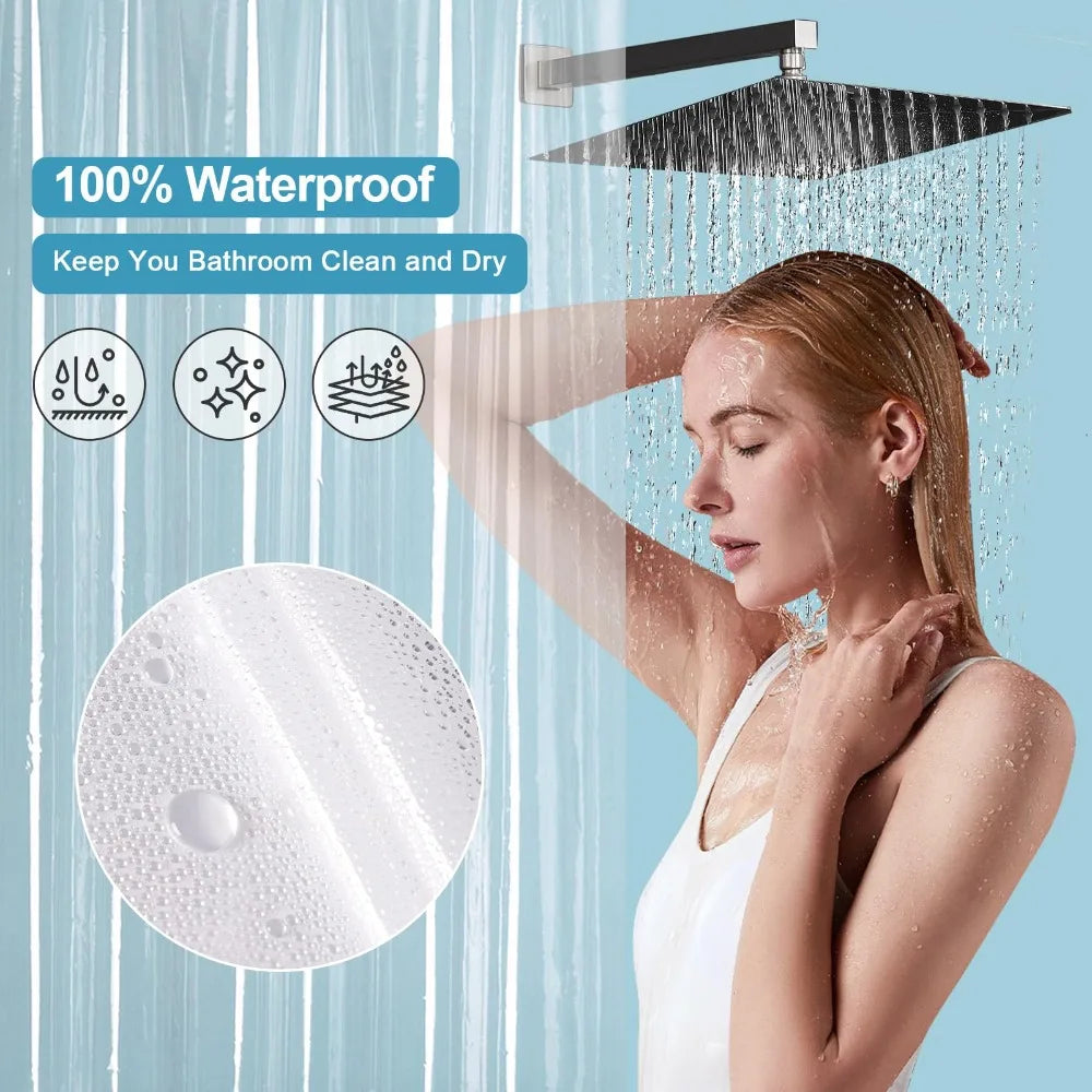 Rideau de douche transparent imperméable avec crochets inclus