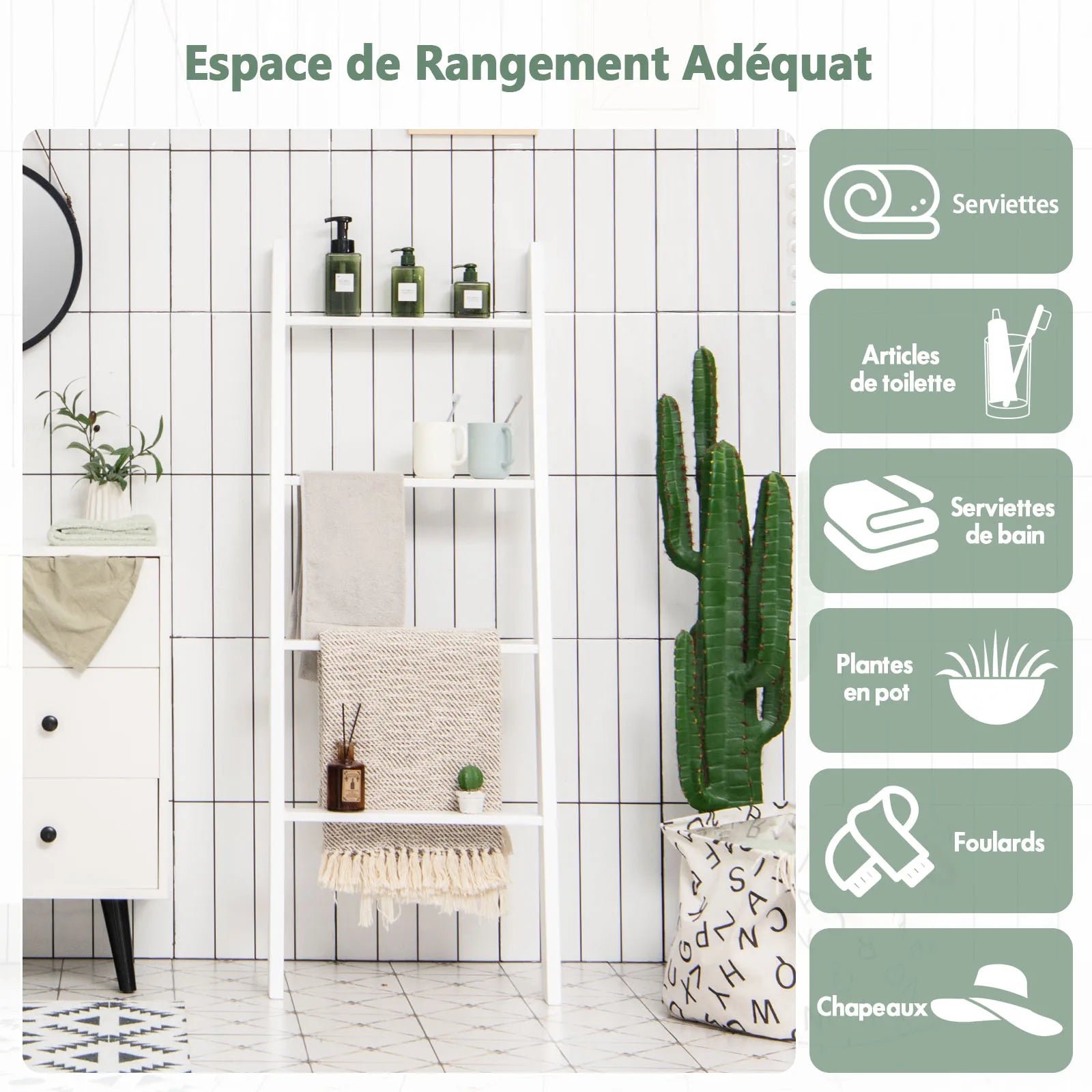 Détail de la finition peinte et des surfaces biseautées de l'étagère